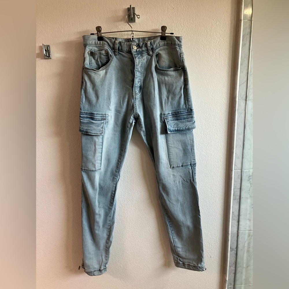 MNML Light Blue Relaxed Cargo Jeans